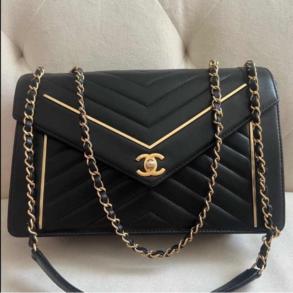 Chanel Chevron Envelope Flap Bag - Picture 1 of 8